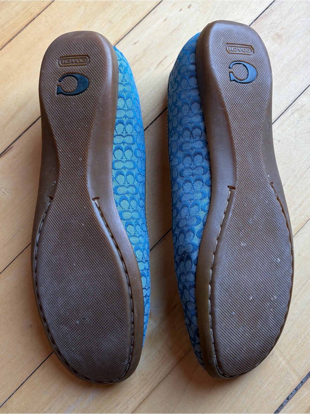 COACH Denim Blue Crystal Signature C Canvas Buckle Ballet Flats Slip-On Shoes 8 - Picture 4 of 13